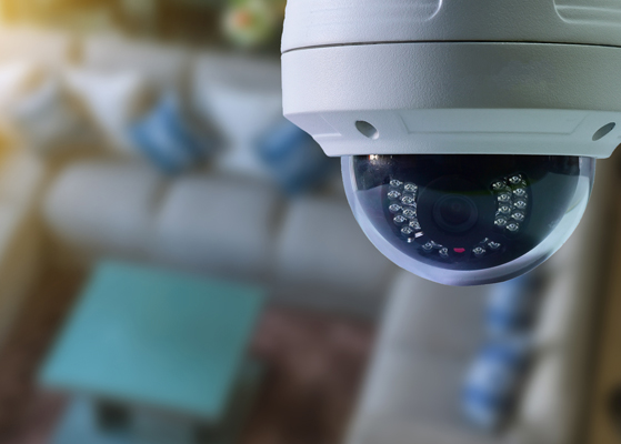 Close up view of a security camera