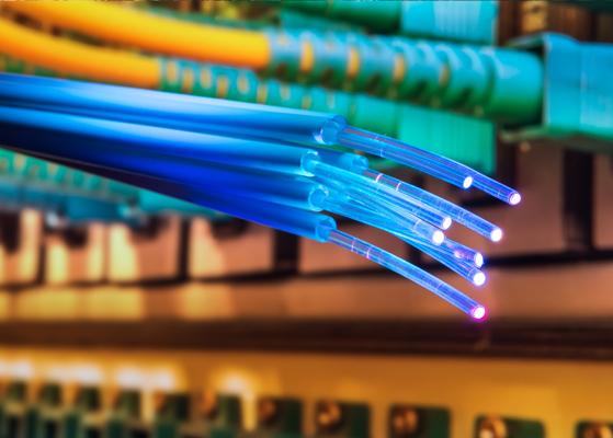 Stock image showing in interior view of a fiber optic cable