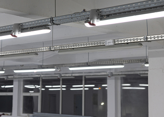 Close up view of new track lighting system